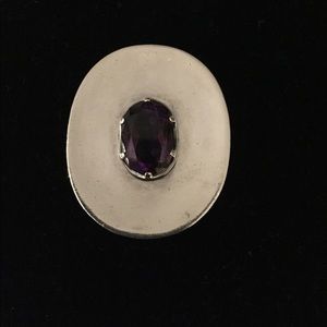Amenthyst and sterling pin